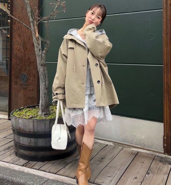  「スタンドカラーミドルトレンチ」|トレンチコート|