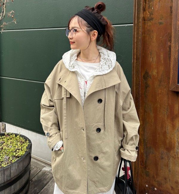  「スタンドカラーミドルトレンチ」|トレンチコート|