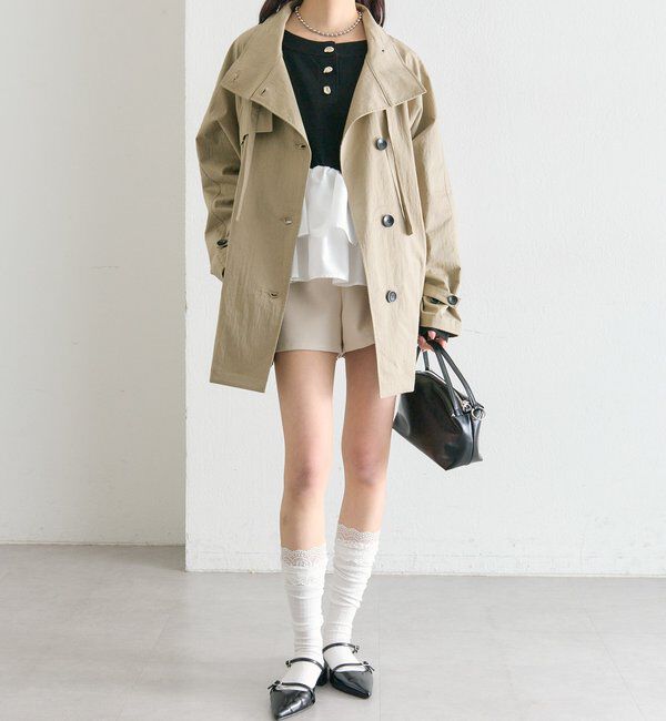  「スタンドカラーミドルトレンチ」|トレンチコート|