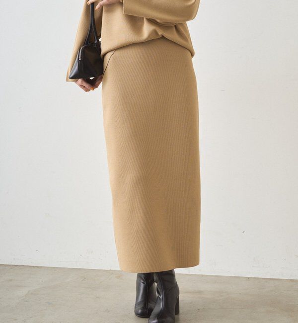  「スムースニットタイトスカート」|スカート|ベージュ