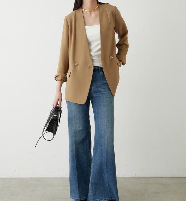  「麻調合繊ノーカラージャケット」|ベスト・ジレ|