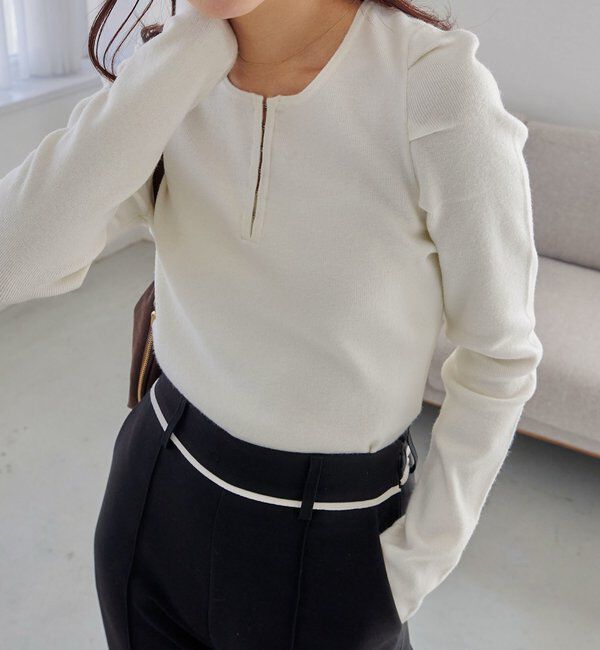  「ホックヘンリーパフニット」|ニット・セーター|オフホワイト