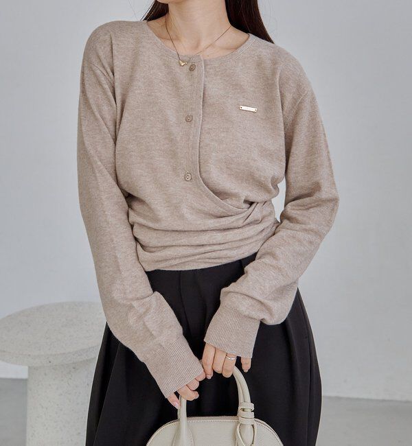  「カーディガン風アシメニット」|ニット・セーター|ベージュ