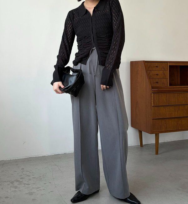  「【低身長サイズあり】ピンタックリボンパンツ」|チノ|