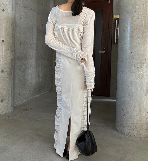  「【セレモニーシーンにも◎】ギャザーキャミワンピース」|ワンピース|