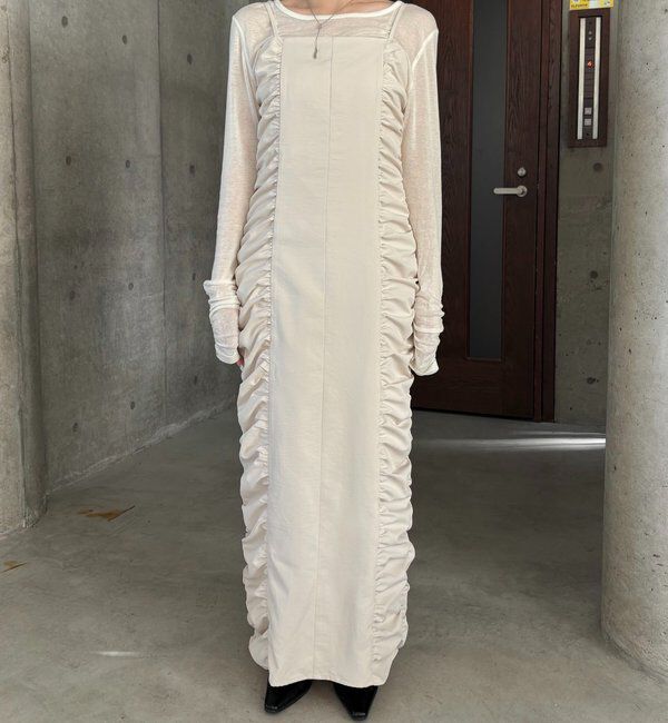  「【セレモニーシーンにも◎】ギャザーキャミワンピース」|ワンピース|