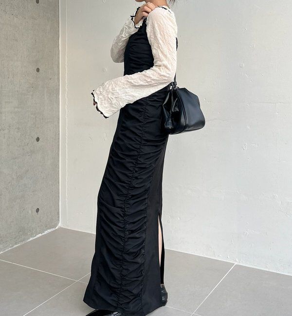  「【セレモニーシーンにも◎】ギャザーキャミワンピース」|ワンピース|