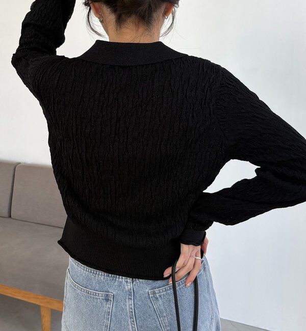  「変形シャーリングポロカーディガン」|カーディガン|