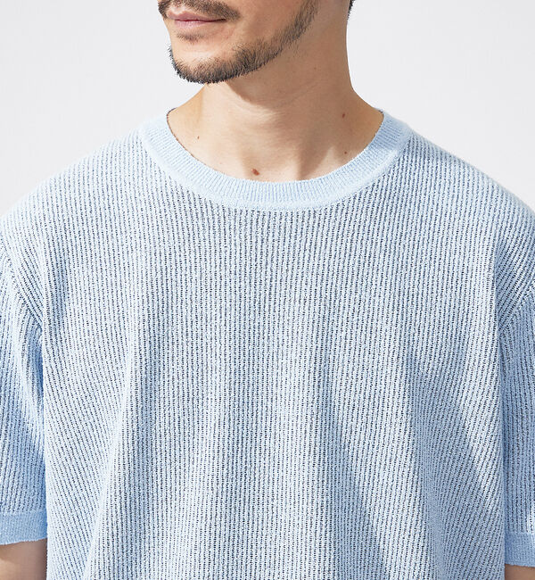 ABAHOUSE「針抜き プレーティング ニットTシャツ」|Tシャツ・カットソー|