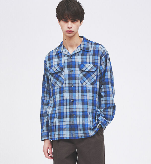 ABAHOUSE「【PENDLETON/ペンドルトン】Open Collar Shirt/ボードシ」|シャツ・ブラウス|ブルー系その他1