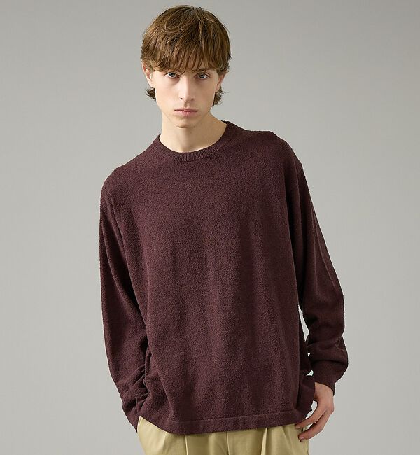 ABAHOUSE「コットンブークレー クルーネックニット」|ニット・セーター|ブラウン