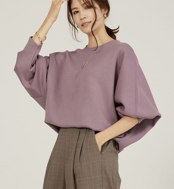 abahouse mavie「ライトダンボールドルマンプルオーバー」|スウェット・ジャージ|モーブ