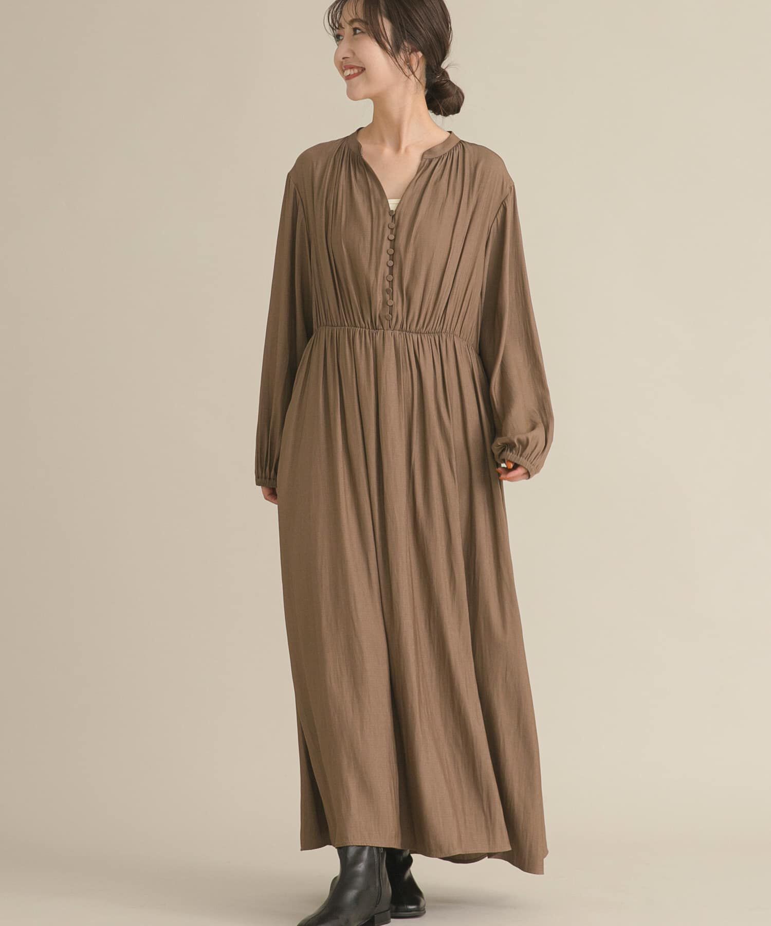 URBAN RESEARCH DOORS「『WEB/一部店舗限定』切替ギャザーフレアワンピース」|ワンピース|