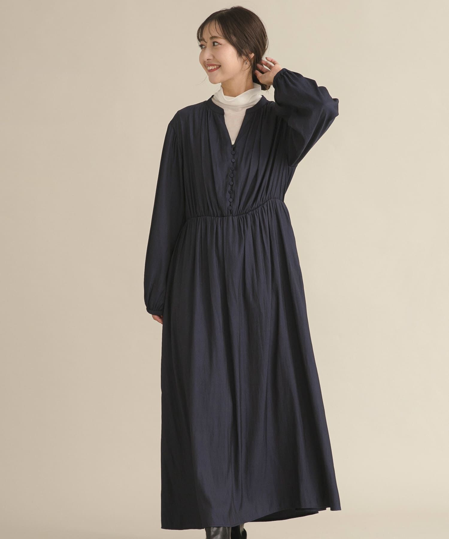 URBAN RESEARCH DOORS「『WEB/一部店舗限定』切替ギャザーフレアワンピース」|ワンピース|