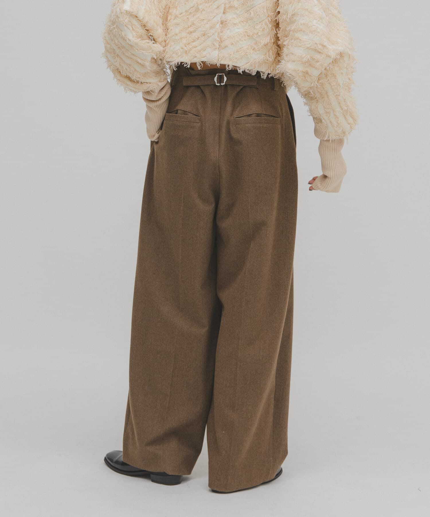  「ウールライクブラッジュドパンツ」|その他|ベージュ