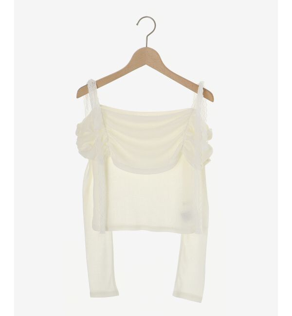  「レースリボン2wayオフショルトップス」|Tシャツ・カットソー|