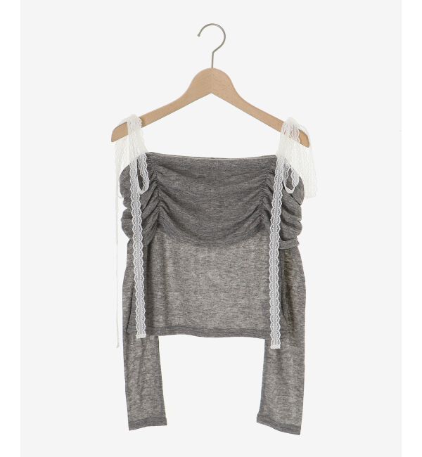  「レースリボン2wayオフショルトップス」|Tシャツ・カットソー|