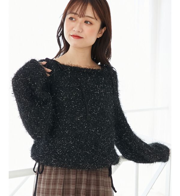  「ふわふわシャイニールーズニット」|ニット・セーター|ブラック