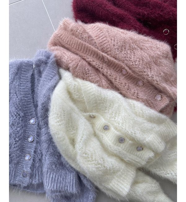  「きらふわレーシーパターンカーデ」|カーディガン|ブルー