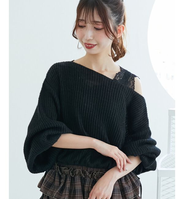  「キラキラドロストメッシュニット」|ニット・セーター|