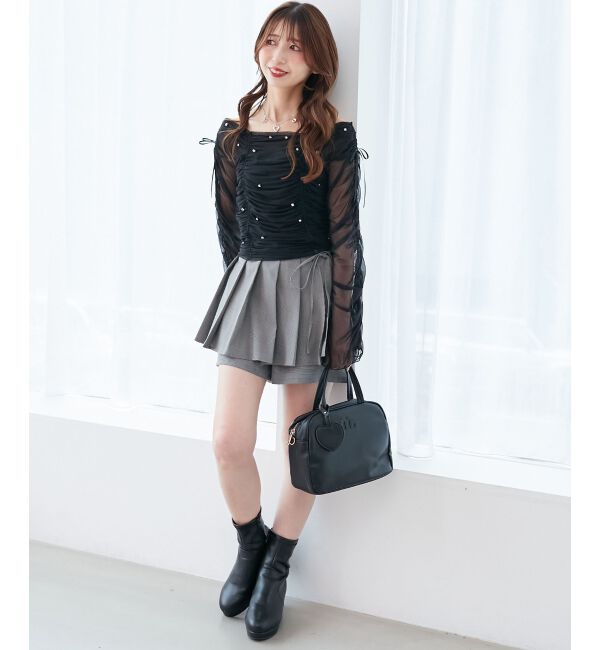  「キラキラビジューチュールトップス」|Tシャツ・カットソー|