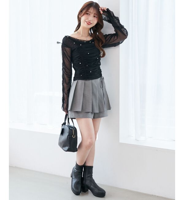  「キラキラビジューチュールトップス」|Tシャツ・カットソー|