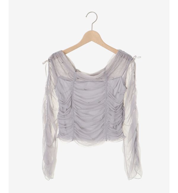  「キラキラビジューチュールトップス」|Tシャツ・カットソー|