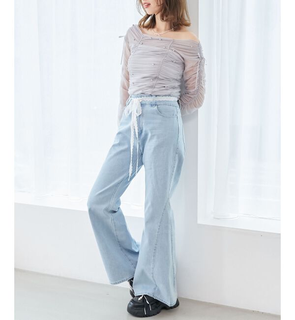  「キラキラビジューチュールトップス」|Tシャツ・カットソー|