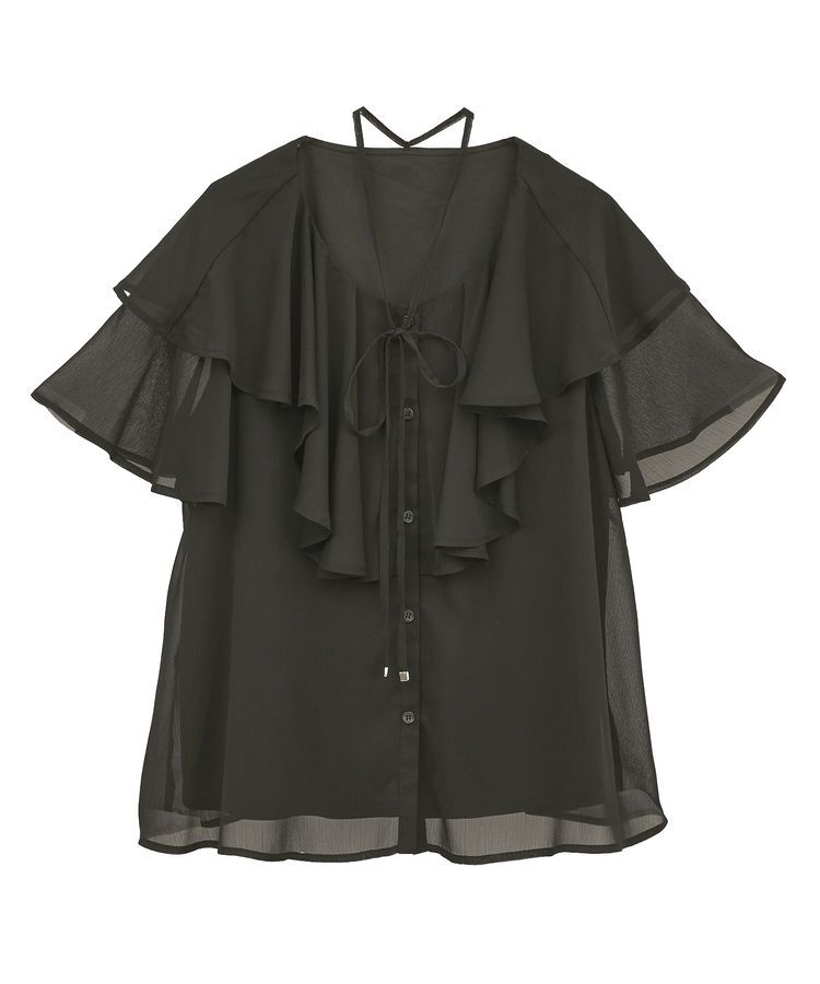 earth music&ecology「チョーカー付き楊柳ラッフルブラウス」|シャツ・ブラウス|