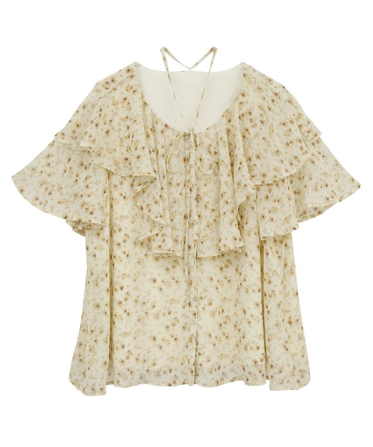 earth music&ecology「チョーカー付き楊柳ラッフルブラウス」|シャツ・ブラウス|