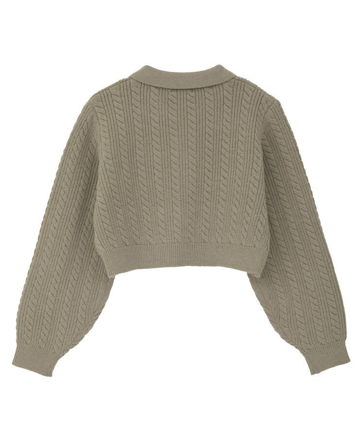 earth music&ecology「襟付きケーブルニットジャケット」|カーディガン|