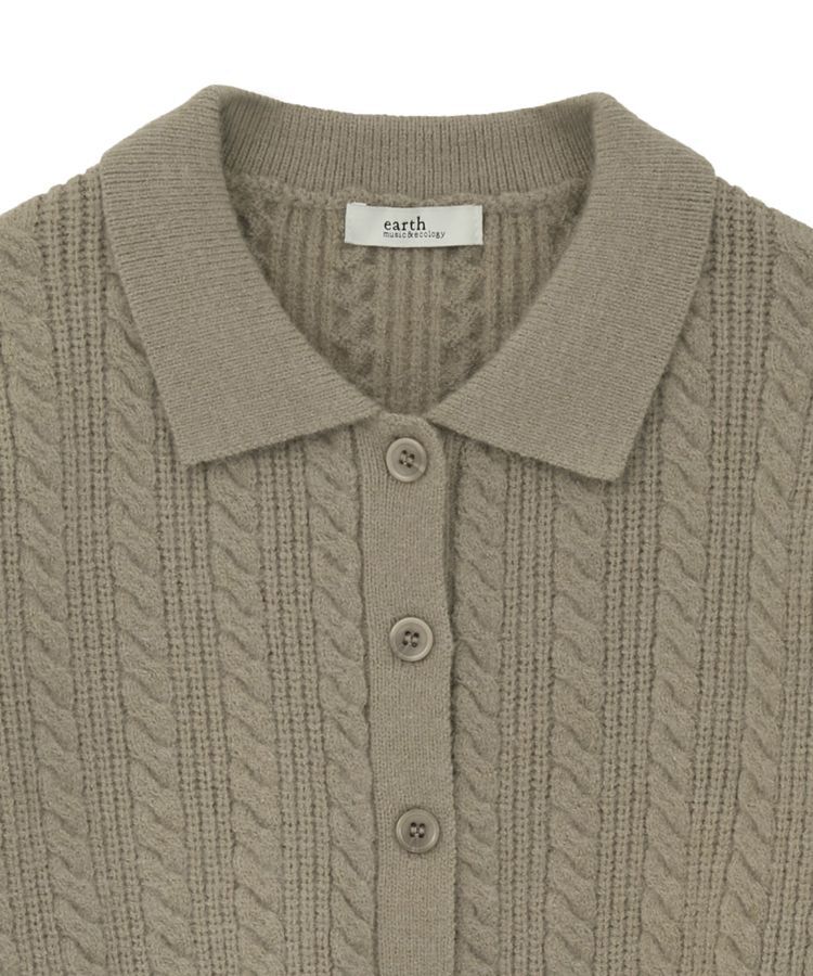 earth music&ecology「襟付きケーブルニットジャケット」|カーディガン|