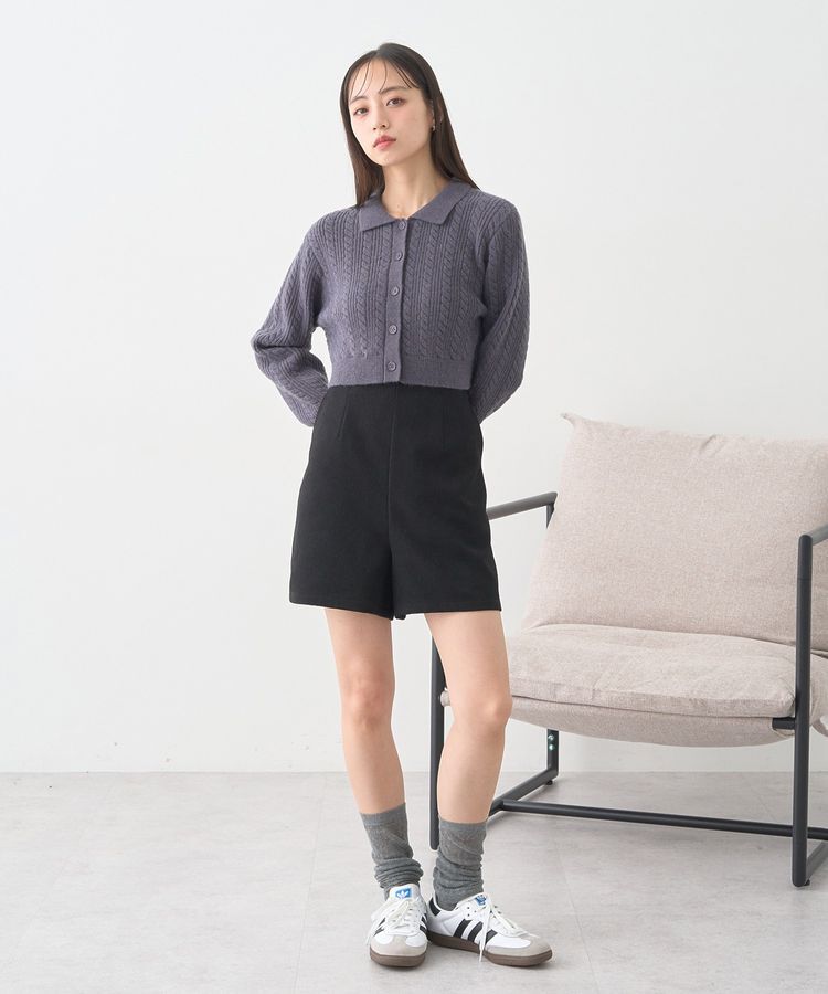 earth music&ecology「襟付きケーブルニットジャケット」|カーディガン|