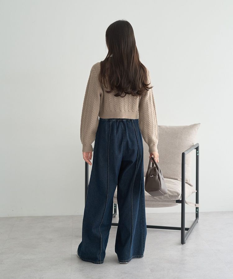 earth music&ecology「襟付きケーブルニットジャケット」|カーディガン|