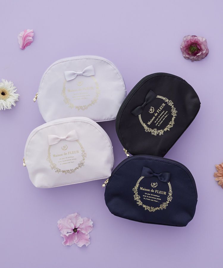 Maison de FLEUR「サテンリボンラウンドポーチ」|ポーチ|