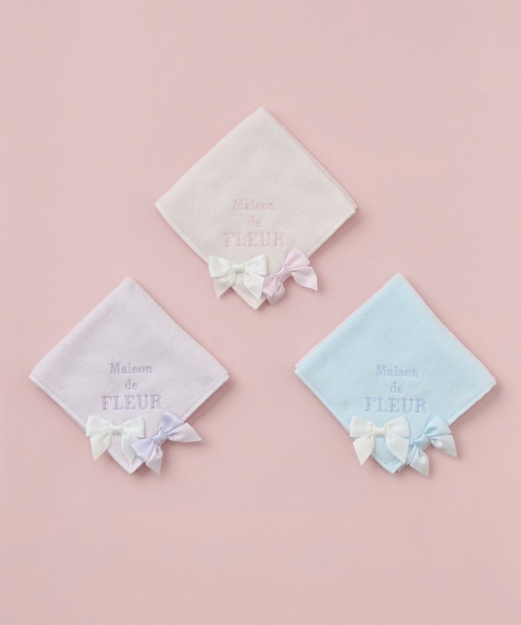 Maison de FLEUR「バイカラーリボンタオルハンカチ」|ハンカチ|