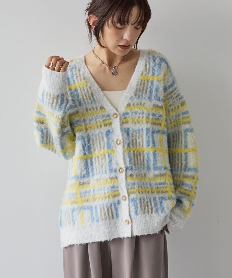AMERICAN HOLIC「アソート柄シャギーニットカーディガン」|カーディガン|