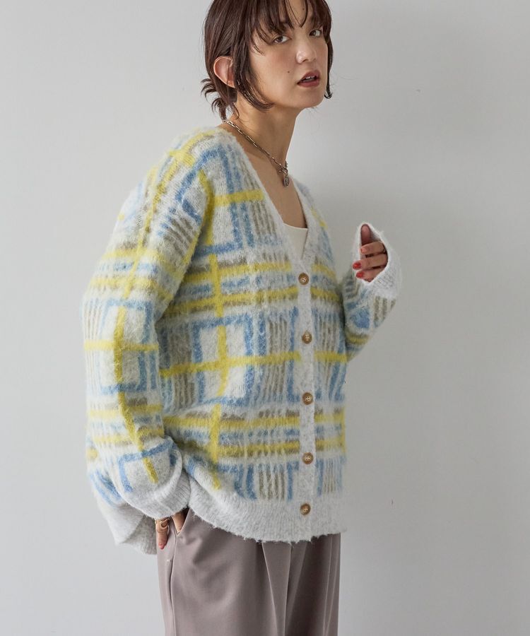 AMERICAN HOLIC「アソート柄シャギーニットカーディガン」|カーディガン|