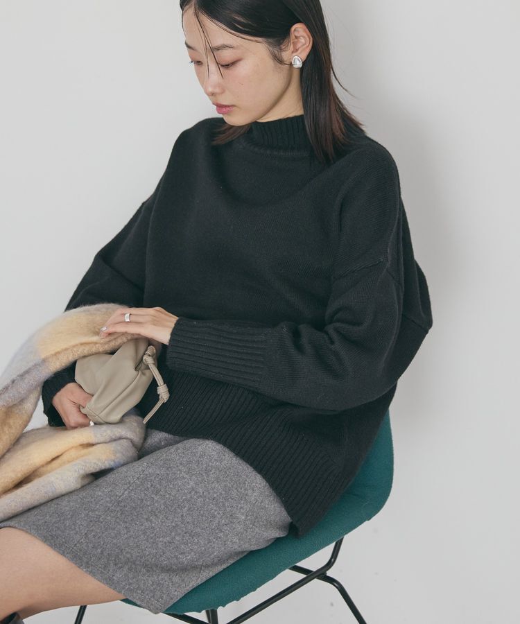 AMERICAN HOLIC「モックネックコクーンニットプルオーバー」|ニット・セーター|Black