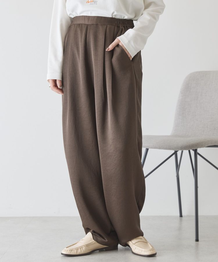 AMERICAN HOLIC「【イージーケア】サテンカーブパンツ」|その他|Brown