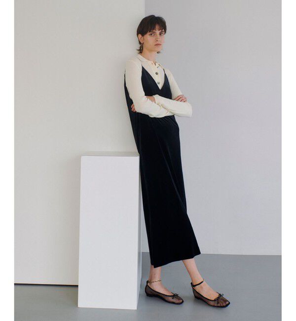 allureville「ベロアサイドスリットキャミワンピース」|ワンピース|