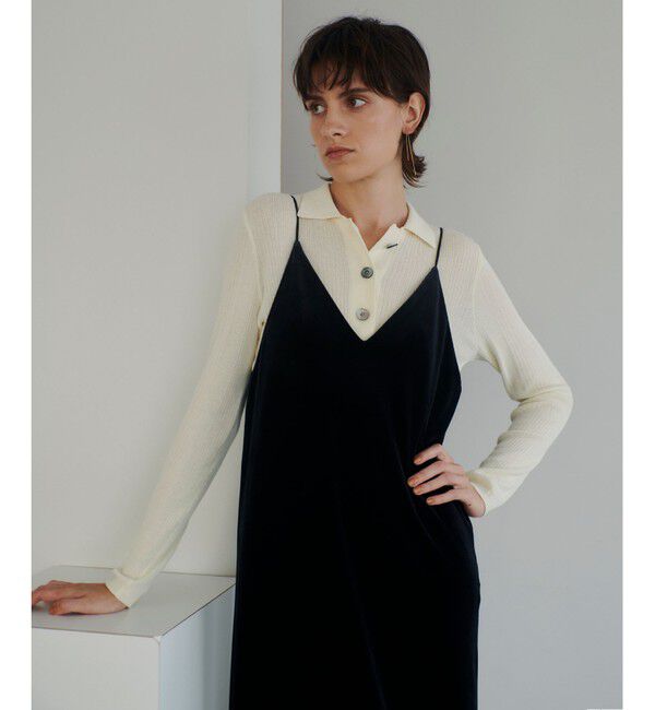 allureville「ベロアサイドスリットキャミワンピース」|ワンピース|