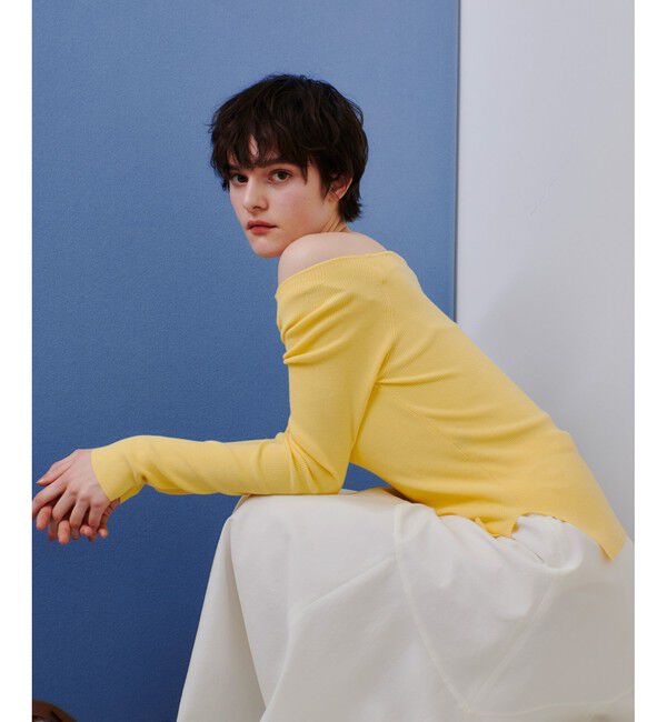 allureville「2WAYネックサイドスリットプルオーバー」|ニット・セーター|ライトイエロー