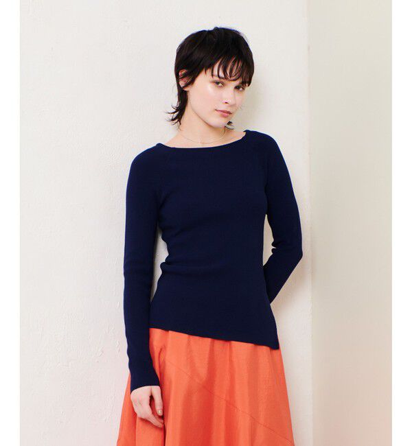 allureville「2WAYネックサイドスリットプルオーバー」|ニット・セーター|ネイビー