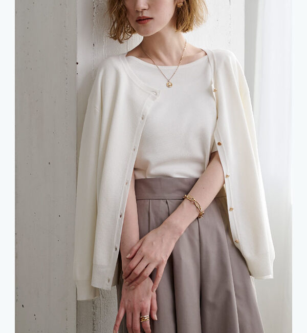 ur's「ゴールド釦サマーニットカーディガン」|ニット・セーター|ホワイト