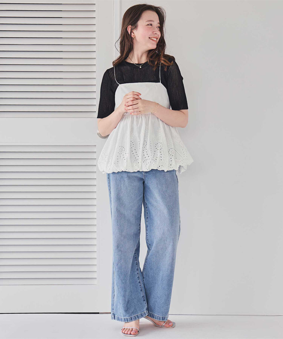 titivate「コットン刺繍レースキャミソールトップス」|Tシャツ・カットソー|