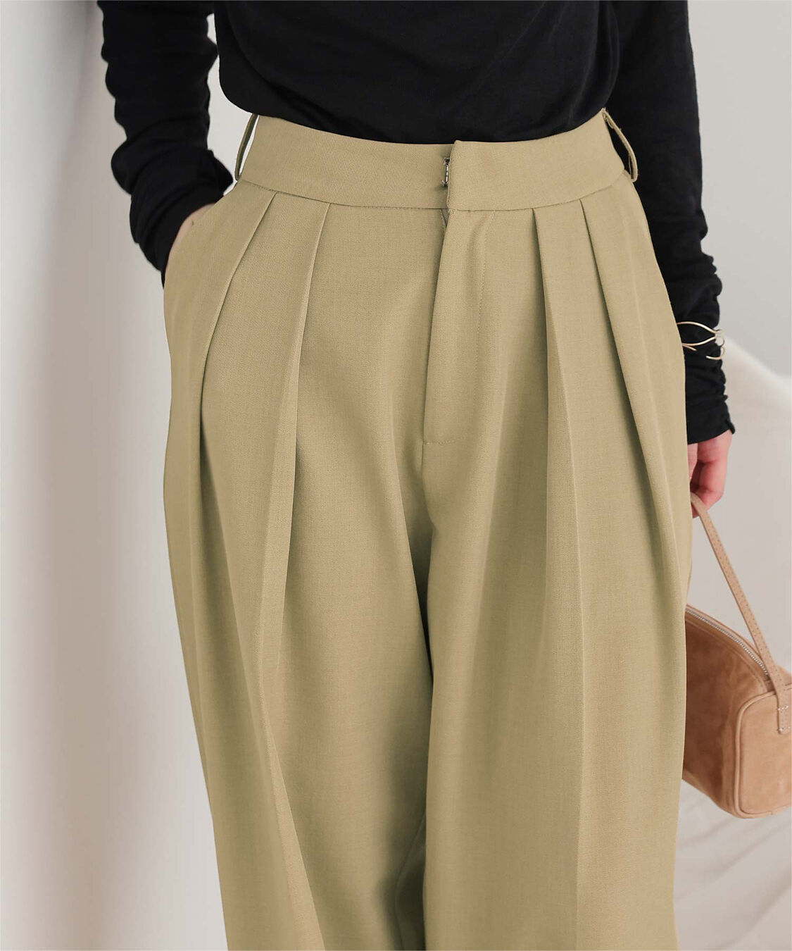 titivate「インタックセンタープレスワイドパンツ」|スラックス|