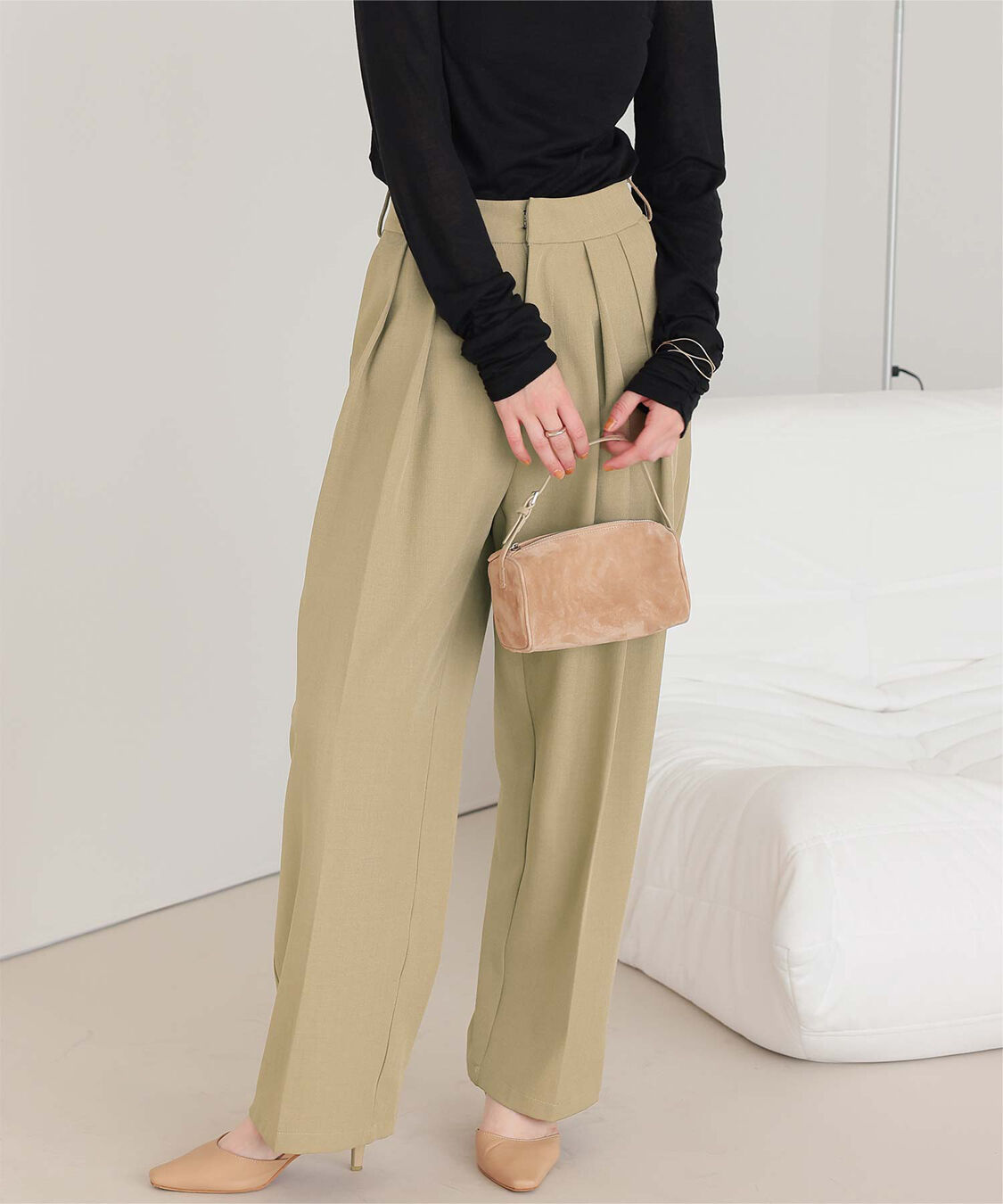 titivate「インタックセンタープレスワイドパンツ」|スラックス|