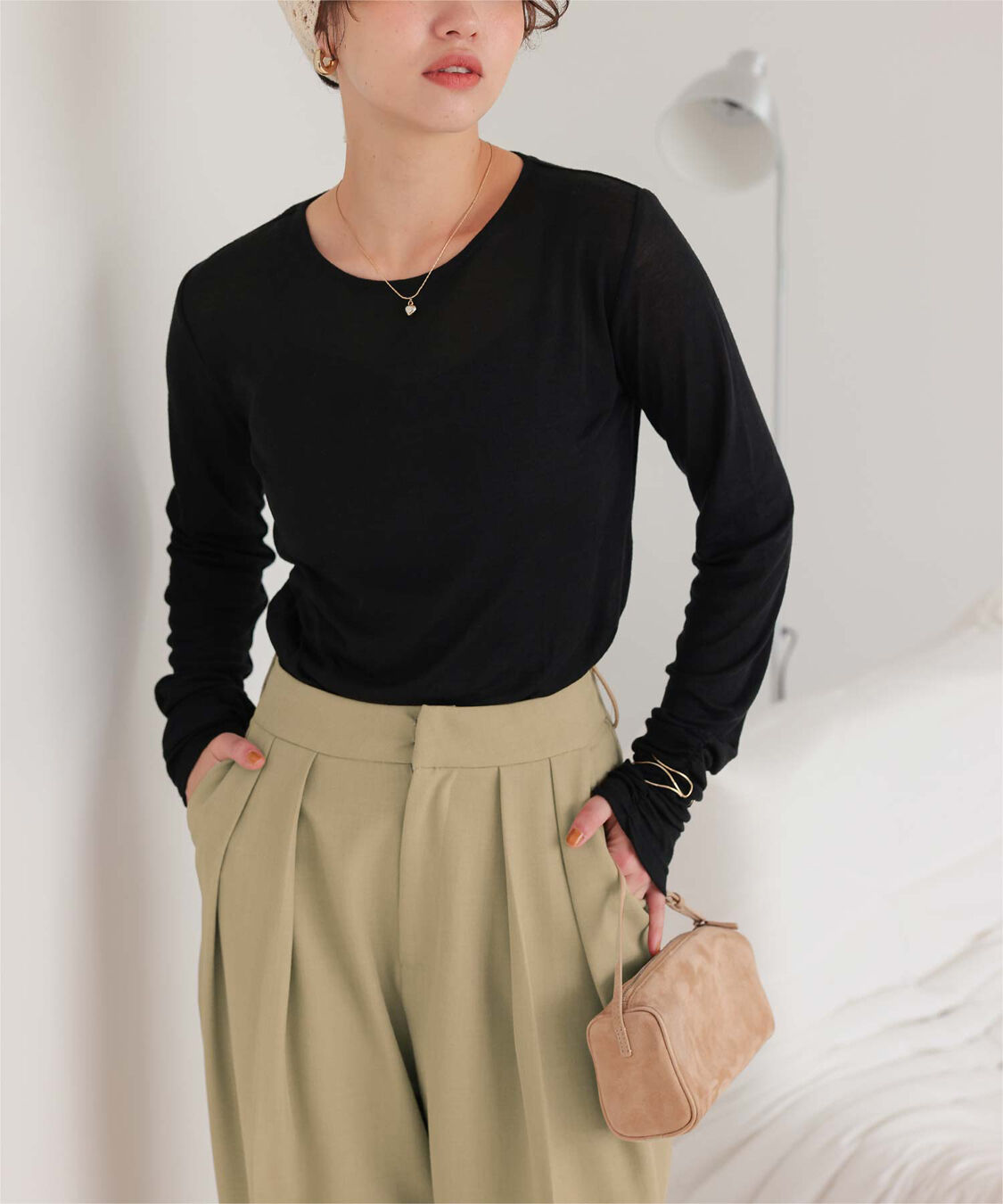 titivate「インタックセンタープレスワイドパンツ」|スラックス|