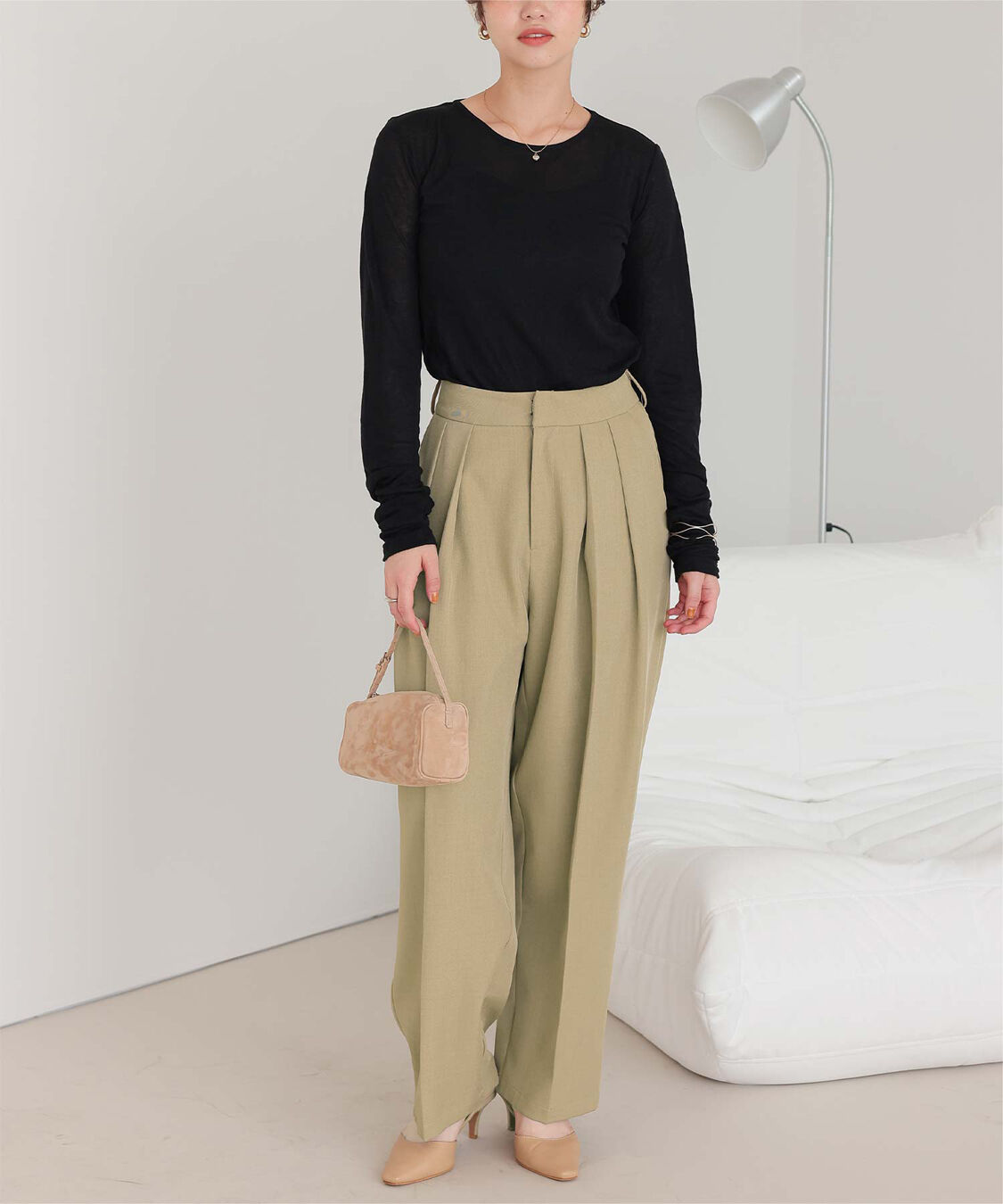 titivate「インタックセンタープレスワイドパンツ」|スラックス|